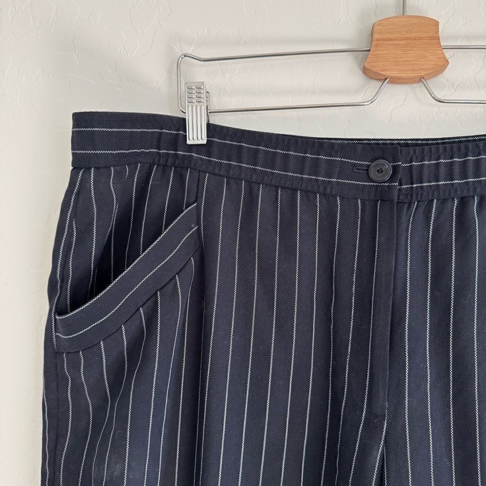 NEW Eileen Fisher Navy Blue white Pinstripe Wide Leg Crop Trouser Pant Size XL - Picture 5 of 8